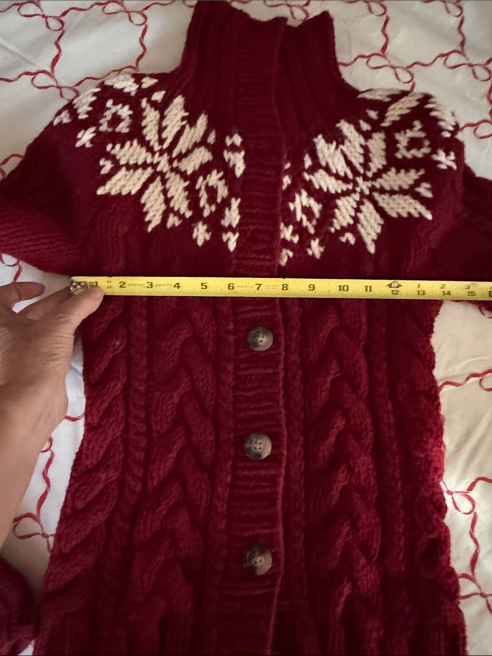 NWT Abercrombie & Fitch Women's Burgundy Cable-hand Knit Shawl Collar Sweater - Picture 6 of 11